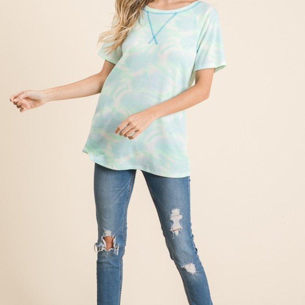 Waffle Knit Tie Die Tee NWT - Picture 4 of 5